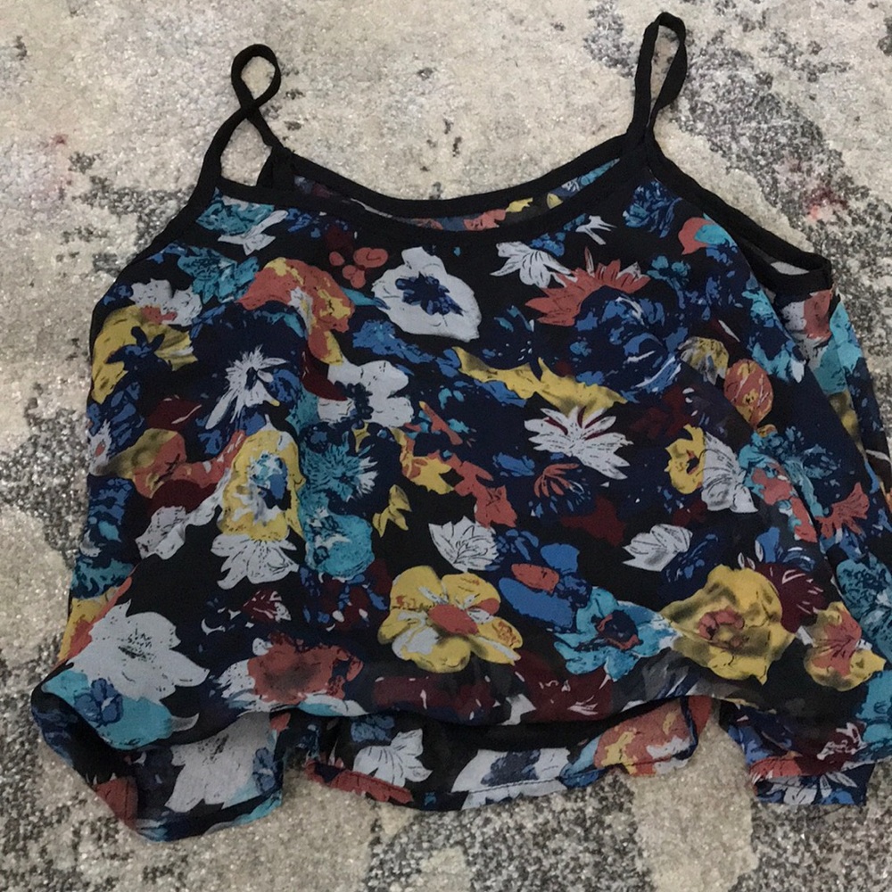 Loose flower spaghetti strap top